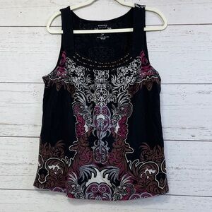 Sonoma Life & Style Tank Top with Wooden Beaded Detail at Neckline, size L
